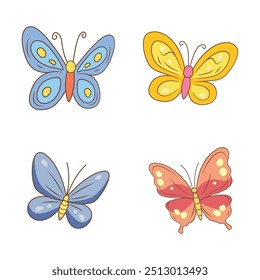 Collection of Cute Colorful Butterfly Insect Animal Flying Flapping Wings