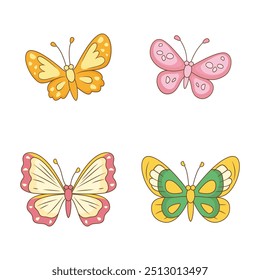 Collection of Cute Colorful Butterfly Insect Animal Flying Flapping Wings