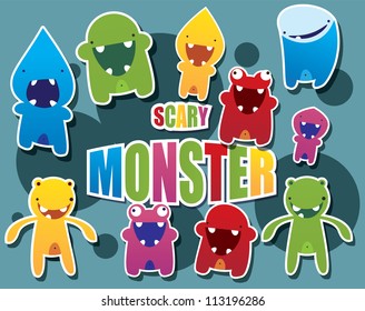 Collection of cute colorful monsters, vector