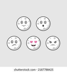 collection of cute and colorful moon emoticon shape illustration designs.
