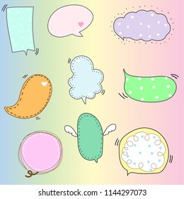 Collection of cute colorful speech bubbles vector illustration.