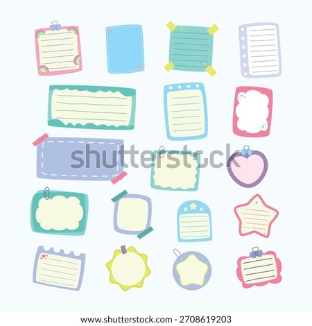 Collection of Cute and Colorful Sticky Notes and Memo Pads Illustration