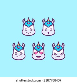 Collection Cute Colorful Unicorn Emoticon Illustration Stock Vector ...