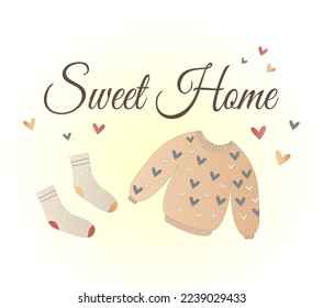 a collection of cute cozy stickers with home items of comfort