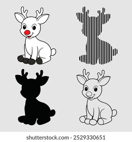 eine Sammlung von niedlichen Hirsch Silhouette Vektor Kunst Bundle .