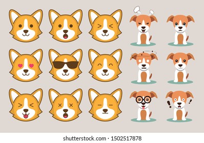 collection of cute dog vector emoticons for you