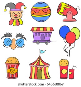 Collection cute doodle circus theme