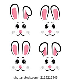 Collection of cute Easter bunnies. Easter Bunnies. Vector illustration