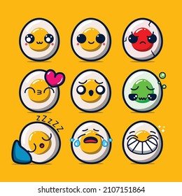 collection of cute eggs with various expressions