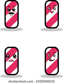 Collection of cute emoticon emoji. Doodle cartoon
