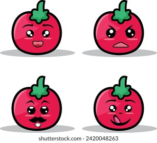 Collection of cute emoticon emoji. Doodle cartoon
