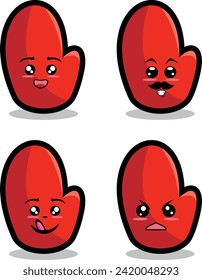 Collection of cute emoticon emoji. Doodle cartoon