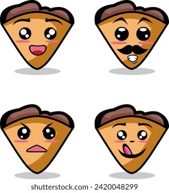 Collection of cute emoticon emoji. Doodle cartoon