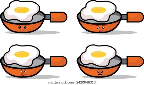 Collection of cute emoticon emoji. Doodle cartoon