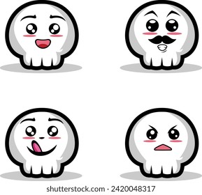 Collection of cute emoticon emoji. Doodle cartoon