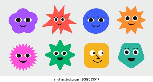 Collection of Cute Emoticon Faces Various Emotions. Set Of Comic Characters Vector Design.