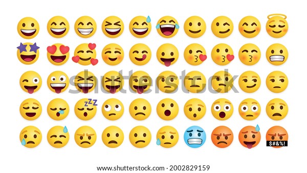Collection Cute Emoticons Reaction Social Media: vetor stock (livre de ...