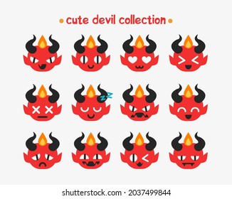 Sammlung süßer böser Gesichter. Handgezeichnete Halloween-süße und kawaii-böse Kollektion. С faule Symbole. Halloween-Emoji-Symbole.