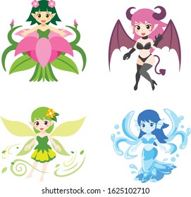 a collection of cute fairy illustrations
