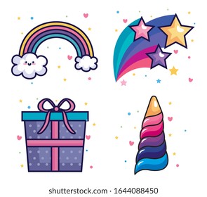 collection of cute and fantasy icons vector illustration design