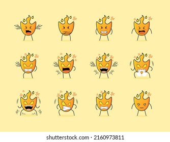 collection of cute fire cartoon character with angry expression. suitable for icon, logo, symbol and sign. such as emoticon, sticker, mascot or element logo