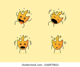 Sammlung süßer Karikaturen mit schwindeliger Ausprägung. geeignet für Symbol, Logo, Symbol und Zeichen. wie Emotica, Aufkleber, Maskottchen oder Logo für Elemente