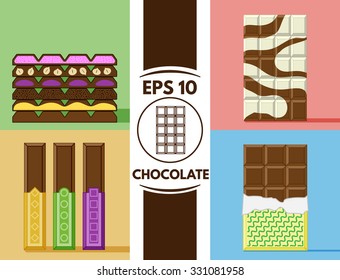 Collection of cute flat chocolate images