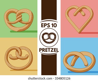 Collection of cute flat pretzel images