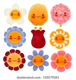 Collection of Cute Flowers - Vector File EPS10