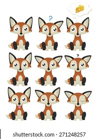 A collection of cute foxes with 9 different facial expressions. Eps 10 Vector.