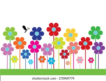 A collection of cute and fun vector spring flowers