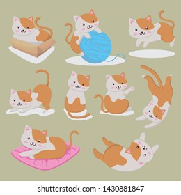 Collection cute funny cats characters.