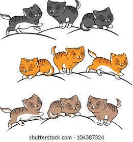 Collection of cute funny cats vector set.
