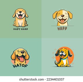 Collection of cute funny dog characters illustration for logo icon cartoon vector style
