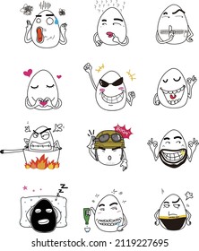 Collection of cute and funny egg characters