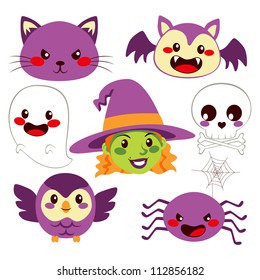 Collection of cute funny Halloween design elements