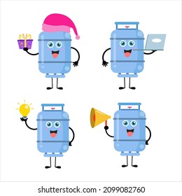 A collection of cute gas tank cartoon illustration characters 3 perfect for logos and more
