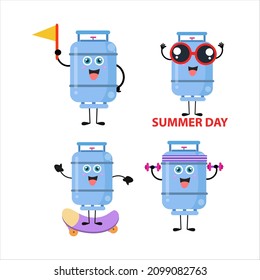 A collection of cute gas tank cartoon illustration characters 4 perfect for logos and more