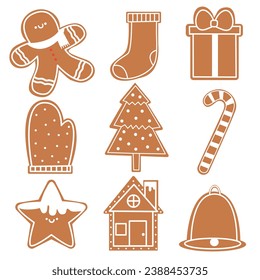 Collection of cute gingerbread cookies for christmas