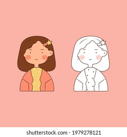 collection of cute girls vector illustration isolated pink