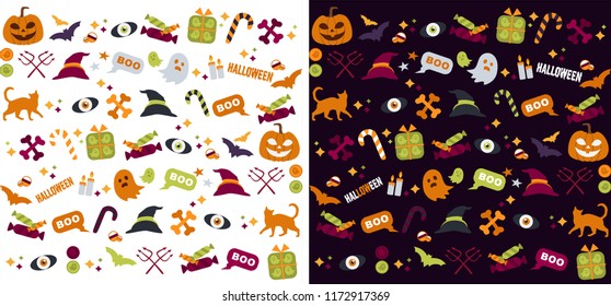 Collection of cute halloween icon and character.