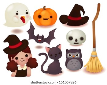 Collection of cute halloween icon - Vector File EPS10