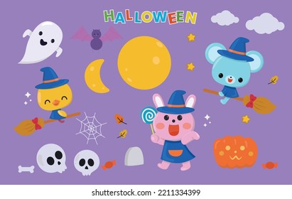 a collection of cute halloween pictures, cute bunnies, cute halloween animals, kids halloween