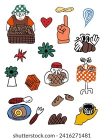 collection of cute hand drawn cookies bread cake illustrations