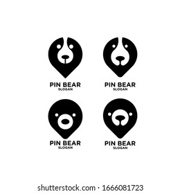 collection of cute head bear abstract logo icon design vector