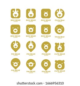 Kollektion süßer Kopfbär abstrakte Logo-Symbol-Design-Vektorillustration