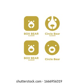 collection of cute head bear abstract gold logo icon design vector