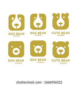 collection of cute head bear abstract gold logo icon design vector