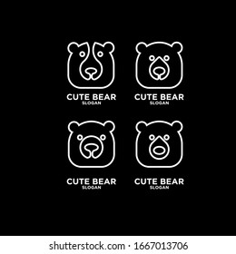 collection of cute head bear abstract line logo icon design vector