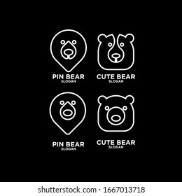 collection of cute head bear abstract line logo icon design vector